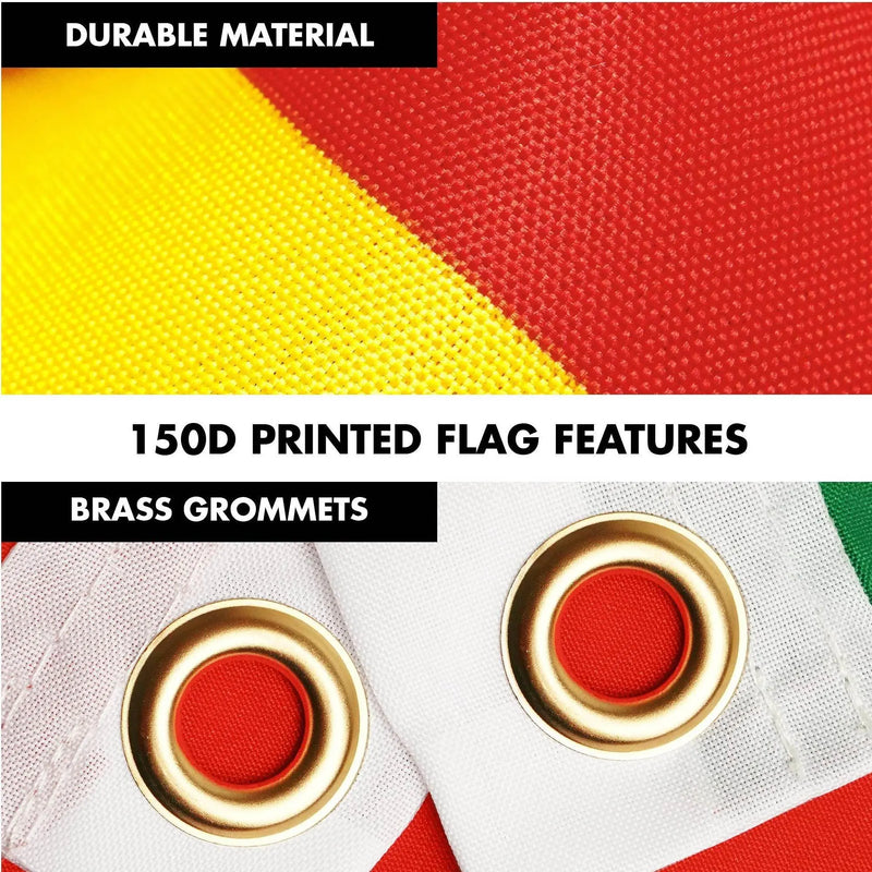 G128 Combo Pack: 6 Ft Tangle Free Spinning Flagpole (Black) & Bolivia Flag 3x5 Ft Printed 150D Polyester, Brass Grommets (Flag Included) Aluminum Flag Pole G128