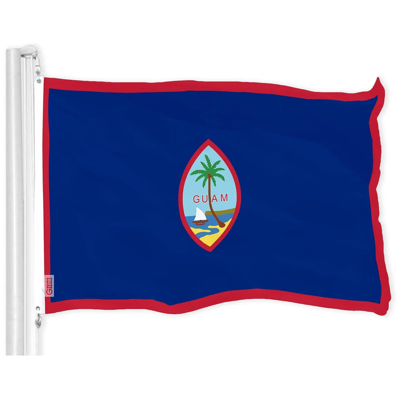 G128 Combo Pack: American USA Flag 3x5 Ft & Guam Flag 3x5 Ft, Both Printed 150D Polyester, Indoor/Outdoor, Brass Grommets - GreatEagleInc