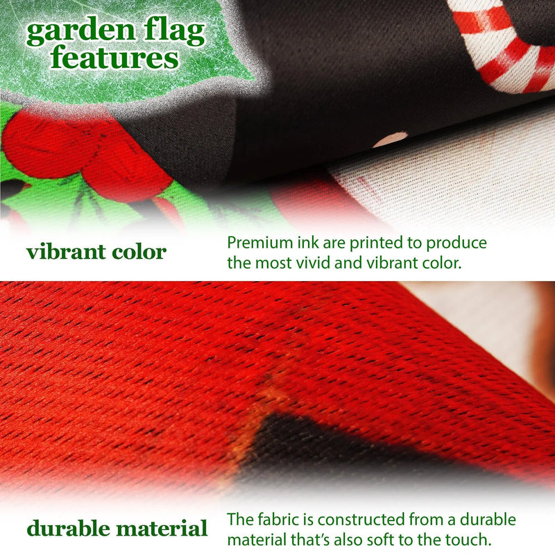 G128 Combo Pack: Garden Flag Stand Black 36 in x 16 in & Garden Flag Christmas Decoration Joyful Santa 12"x18" Double-Sided Blockout Fabric G128