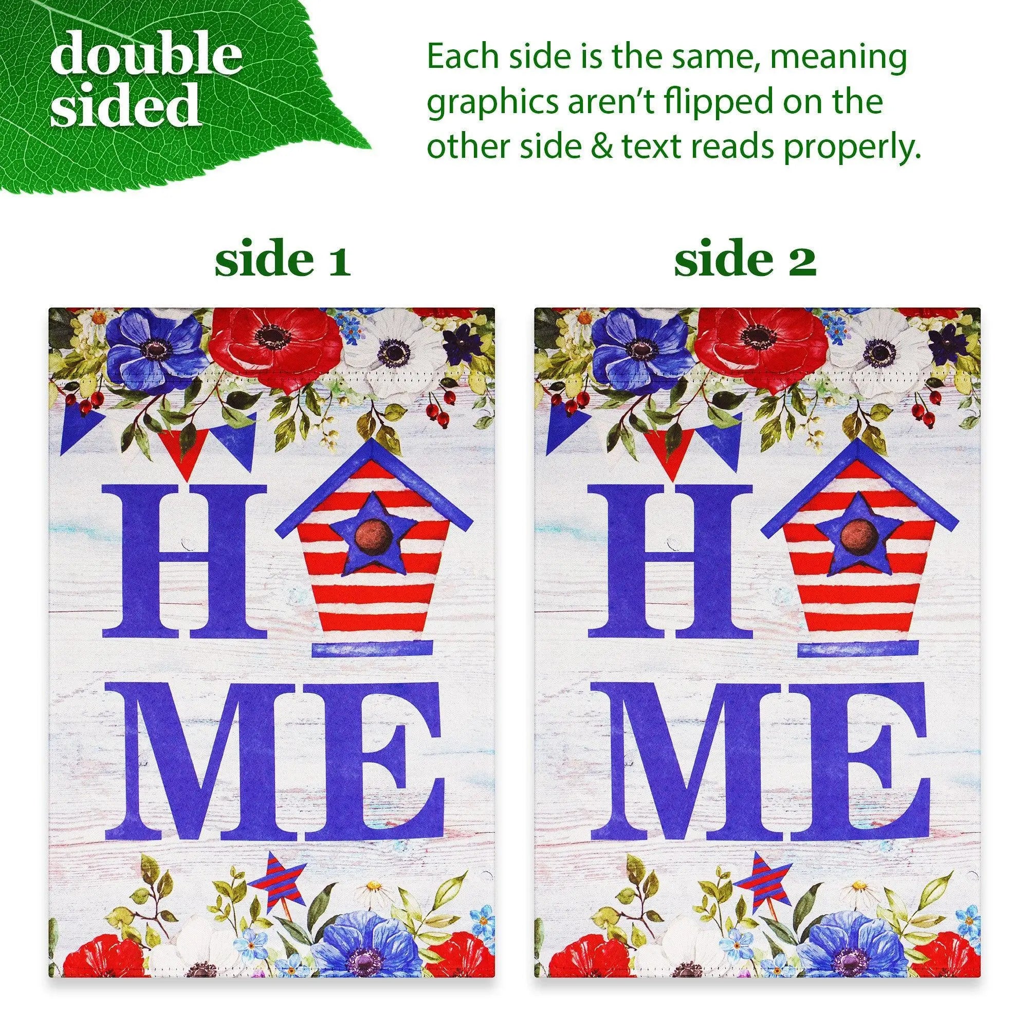 G128 Combo Pack: Garden Flag Stand Black 36 in x 16 in & Garden Flag Patriotic Decoration Home Birdhouse 12"x18" Double-Sided Blockout Fabric G128