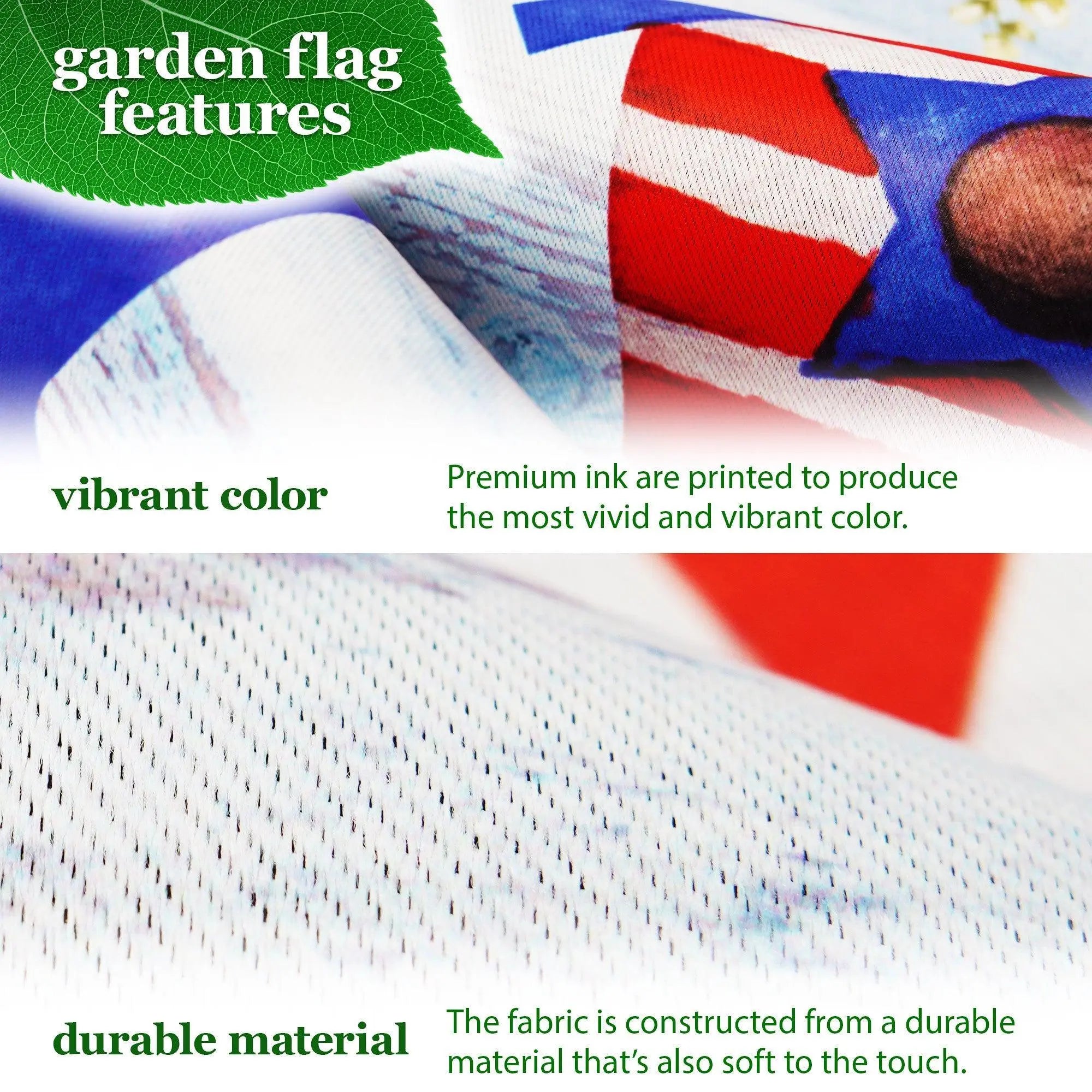 G128 Combo Pack: Garden Flag Stand Black 36 in x 16 in & Garden Flag Patriotic Decoration Home Birdhouse 12"x18" Double-Sided Blockout Fabric G128