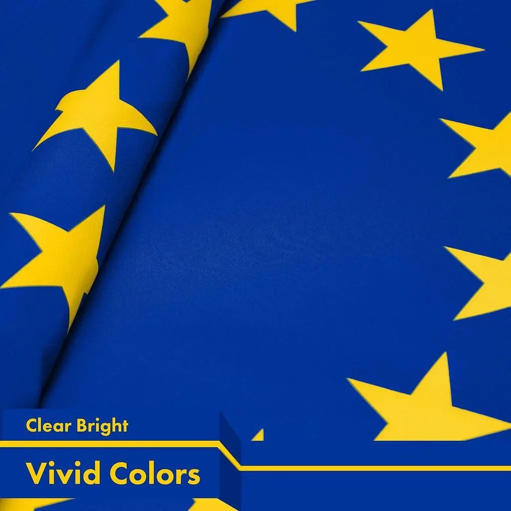 G128 European Union Europe EU Flag | 3x5 Ft | Printed 150D Polyester - Indoor/Outdoor, Vibrant Colors, Brass Grommets, Quality Polyester, Much Thicker More Durable Than 100D 75D Polyester G128