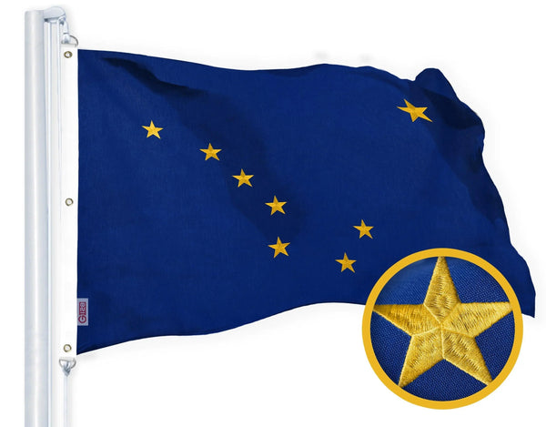G128 Indiana State Flag | 5x8 Ft | StormFlyer Series Embroidered 220GSM Spun Polyester | Embroidered Design, Indoor/Outdoor, Brass Grommets, Heavy Duty, All Weather G128
