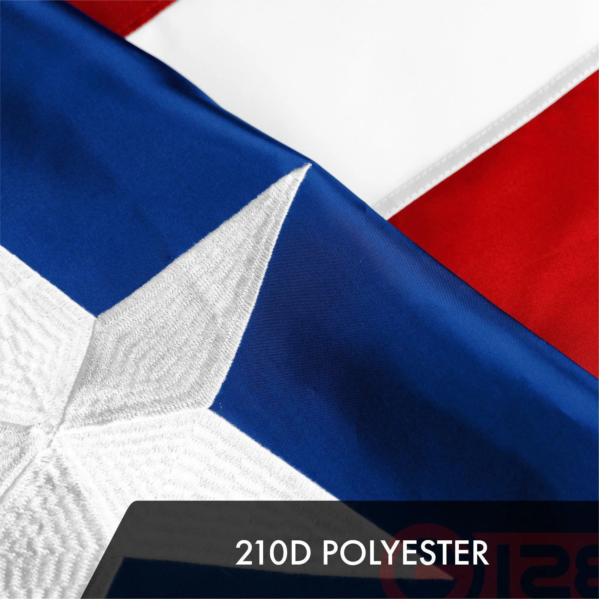 G128 Puerto Rico Puerto Rican Flag | 2.5x4 Ft | ToughWeave Series Embroidered 300D Polyester | Embroidered Design, Indoor/Outdoor, Brass Grommets G128