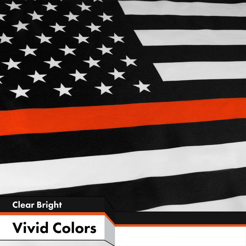 G128 - Thin Orange Line American Flag 150D Polyester 3x5 FT Printed Flag - Honoring Men Women Search and Rescue Brass Grommets Indoor/Outdoor - Much Thicker More Durable Than 100D 75D Polyester - GreatEagleInc