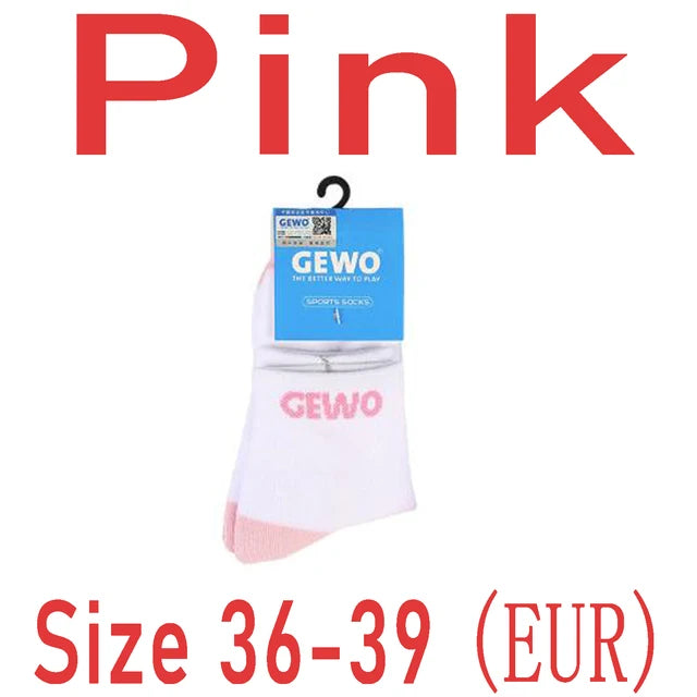 GEWO Professional Table Tennis Socks Original GEWO Ping Pong Badminton Thick Cotton Sports Socks Pink Size 36-39