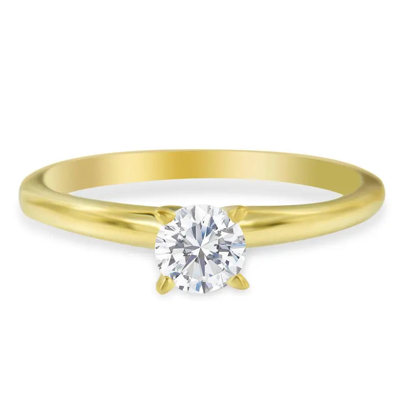 GIA Certified 14k Gold 1/2 Cttw Diamond Solitaire Engagement Ring (H Color, SI1 Clarity) Luxcom