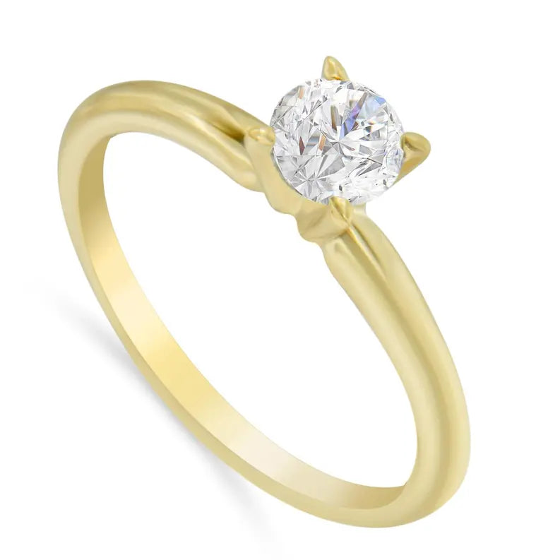 GIA Certified 14k Gold 1/2 Cttw Diamond Solitaire Engagement Ring (H Color, SI1 Clarity) Luxcom