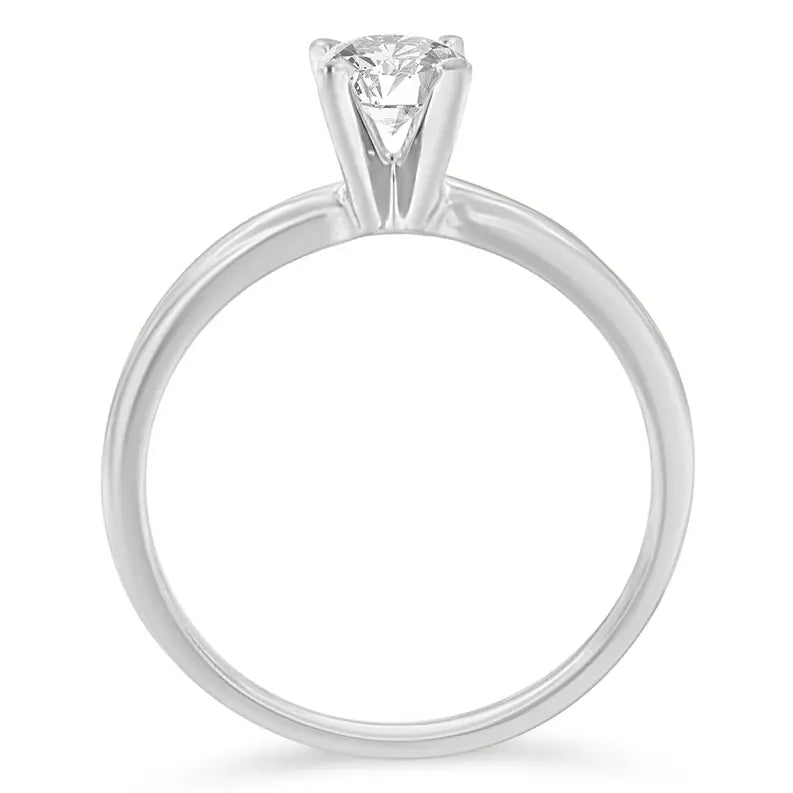 GIA Certified 14k Gold 1/2 Cttw Diamond Solitaire Engagement Ring (H Color, SI1 Clarity) Luxcom