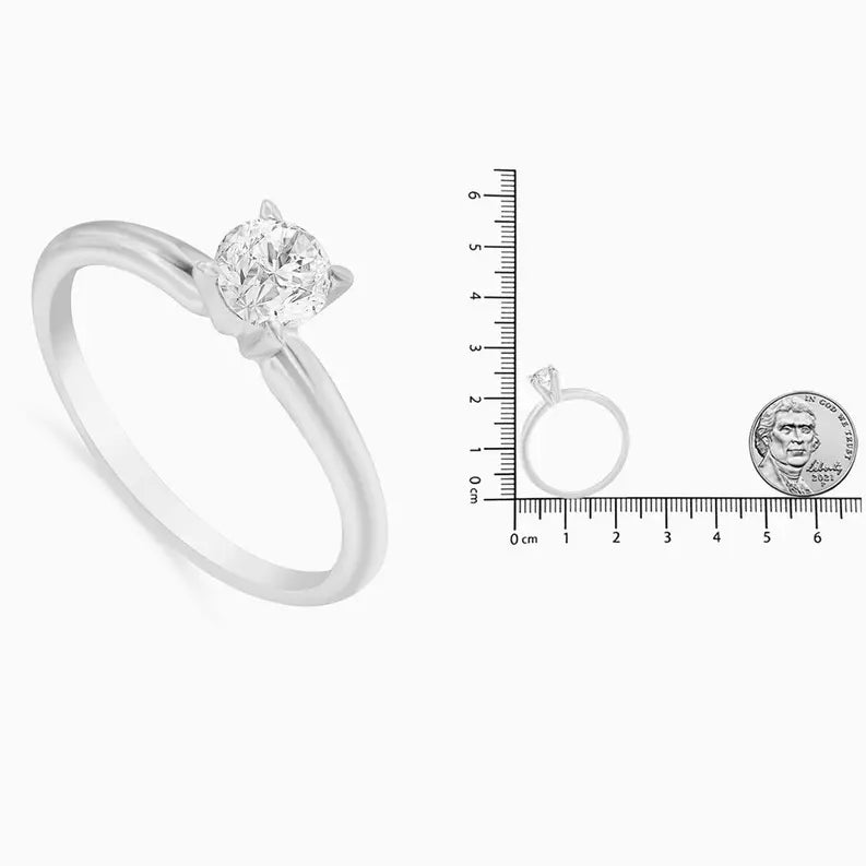GIA Certified 14k Gold 1/2 Cttw Diamond Solitaire Engagement Ring (H Color, SI1 Clarity) Luxcom