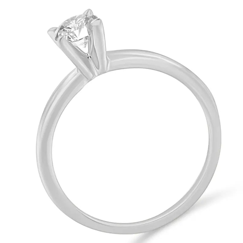 GIA Certified 14k Gold 1/2 Cttw Diamond Solitaire Engagement Ring (H Color, SI1 Clarity) Luxcom
