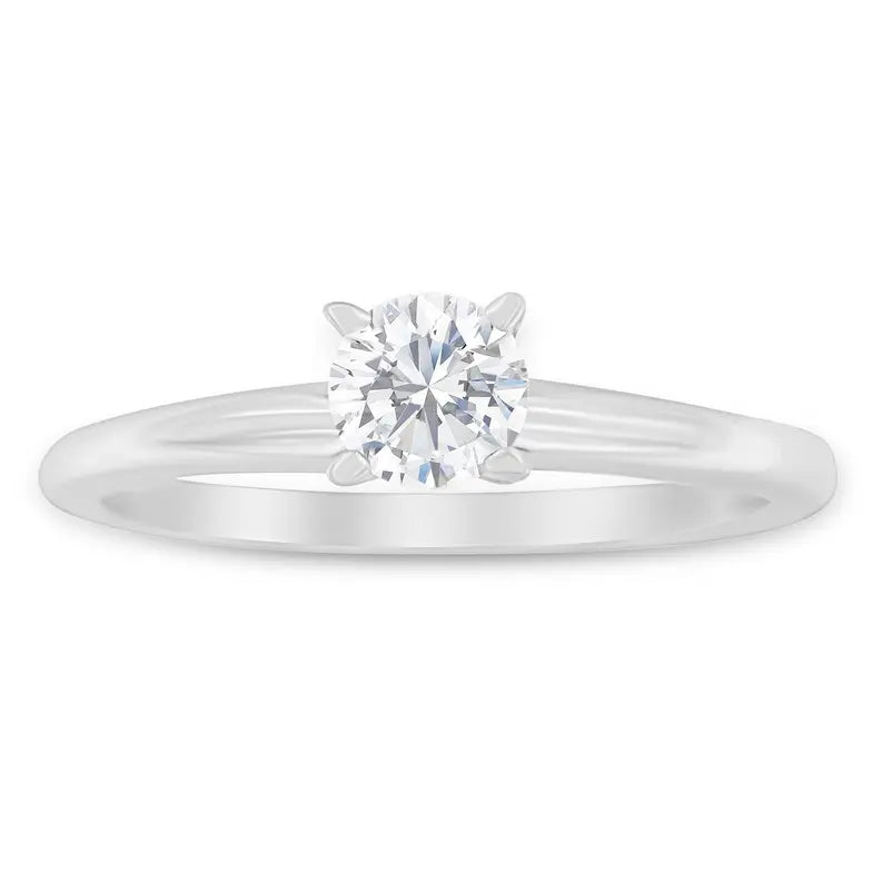 GIA Certified 14k Gold 1/2 Cttw Diamond Solitaire Engagement Ring (H Color, SI1 Clarity) Luxcom