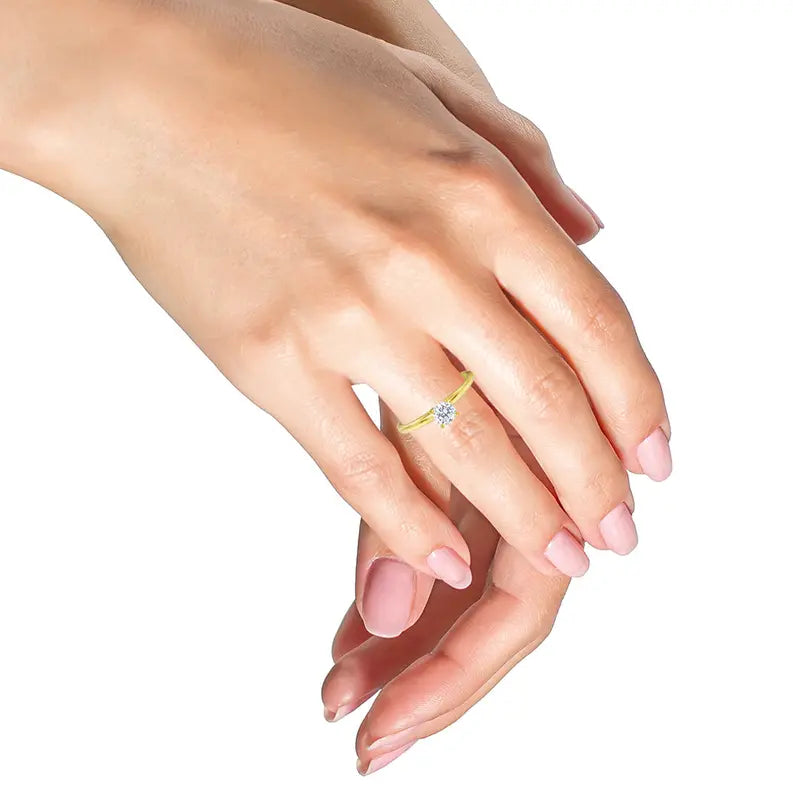 GIA Certified 14k Gold 1/2 Cttw Diamond Solitaire Engagement Ring (H Color, SI1 Clarity) Luxcom
