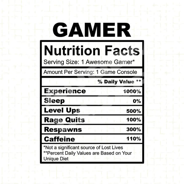 Gamer Nutrition Fact Kitchen Towel The 308 Collective