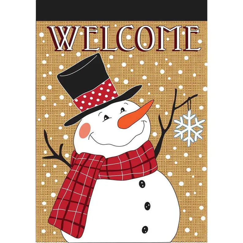 Garden Snowman Burlap Flag Dicksons Inc