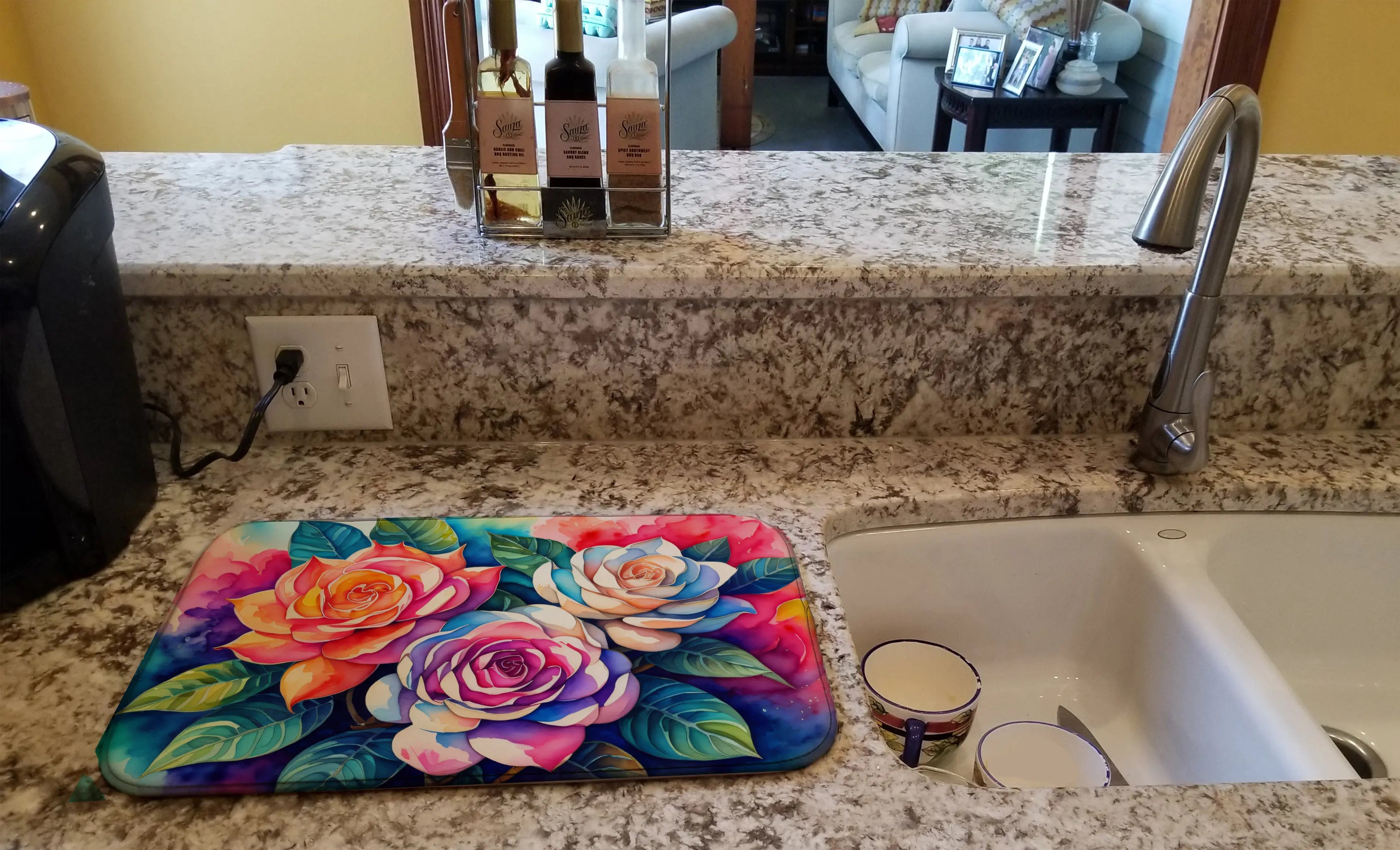 Gardenias in Color Dish Drying Mat Caroline's Treasures