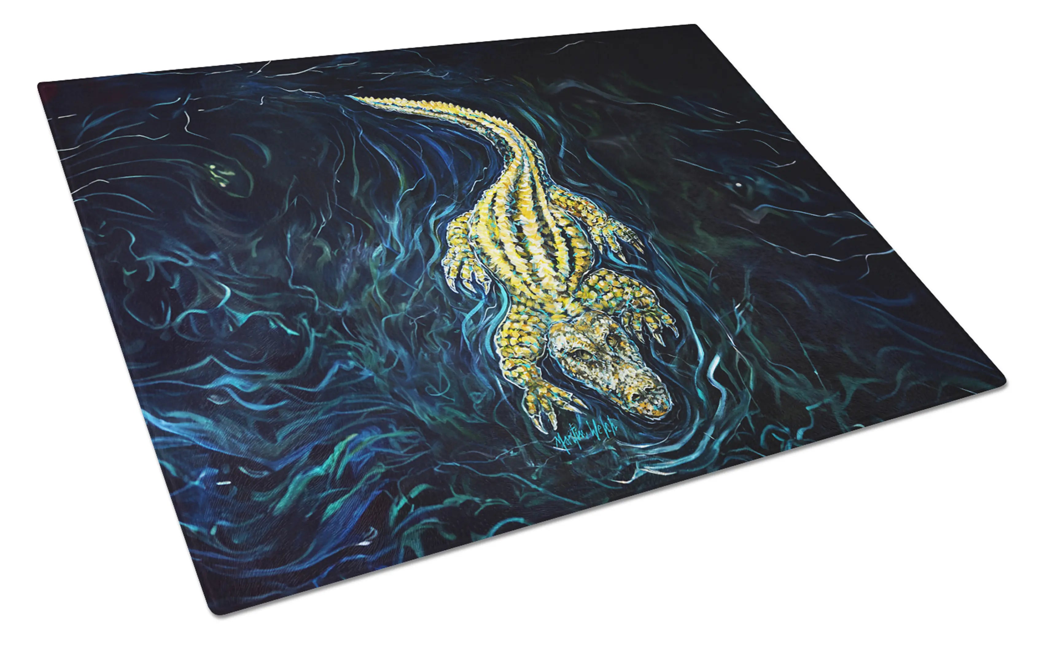 Gator Down Alligator Glass Cutting Board Caroline's Treasures