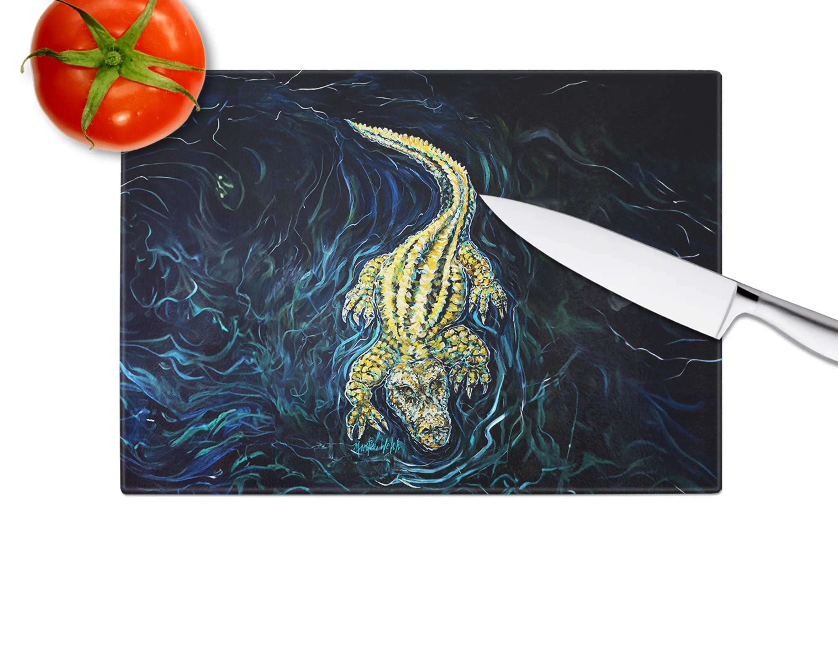 Gator Down Alligator Glass Cutting Board Caroline's Treasures