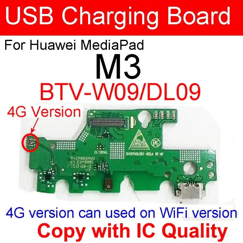 Genuine USB Charging Jack Dock Board For Huawei MediaPad M3 BTV-W09 BTV-DL09 8.4in Charger Port Connector Flex Cable Parts GreatEagleInc