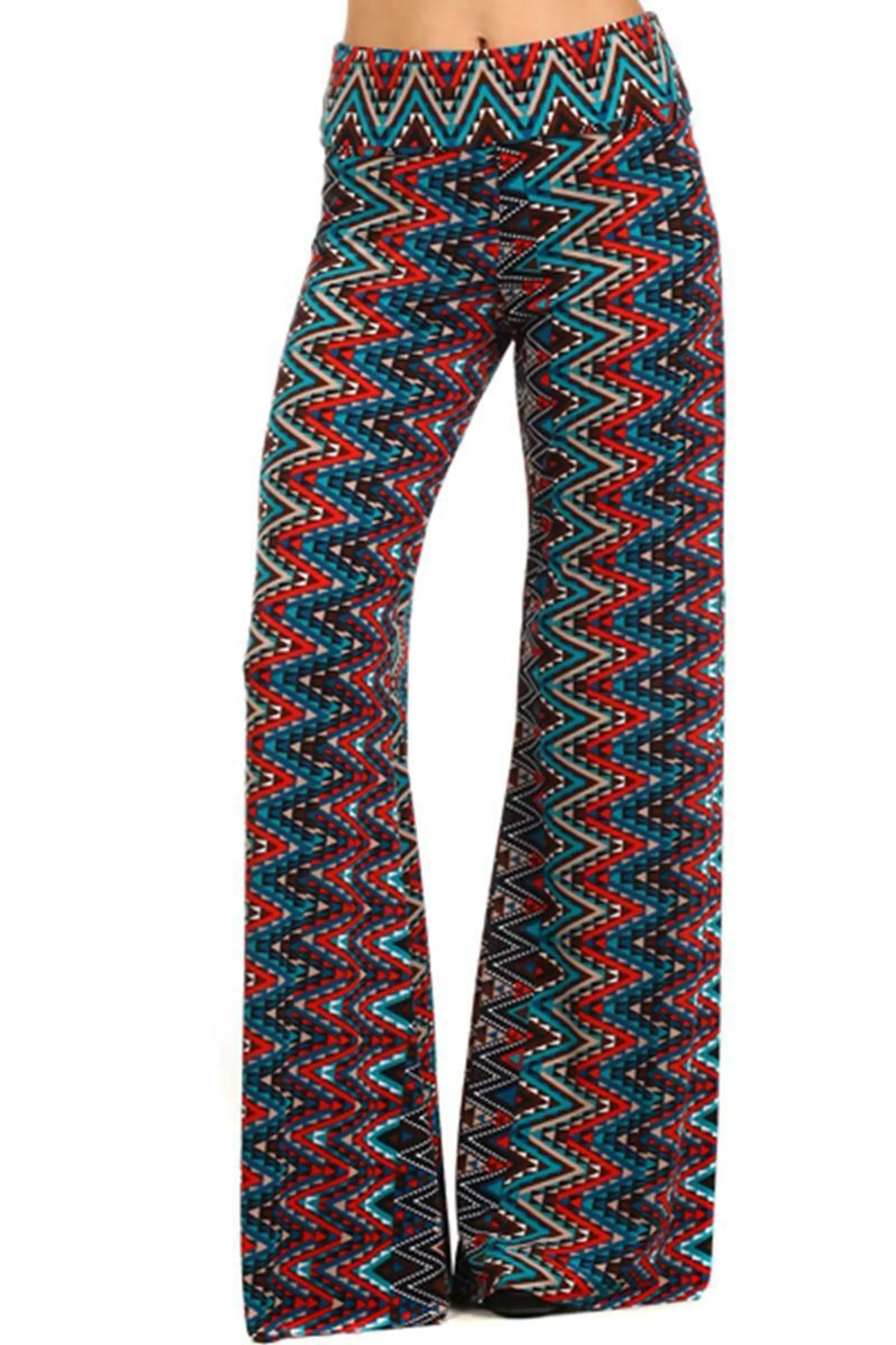 Geometric Border Print Self Banded Palazzo pants SurelyMine
