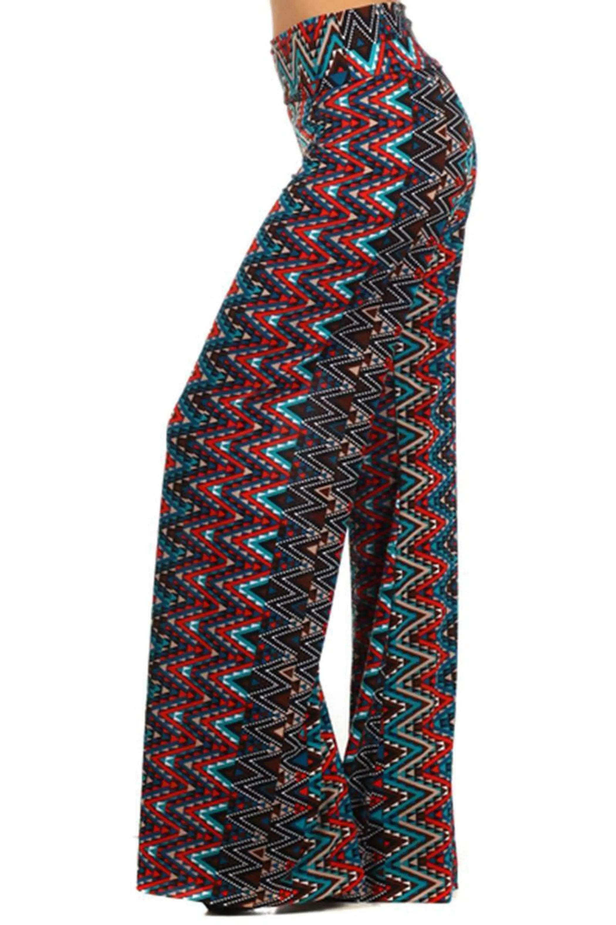 Geometric Border Print Self Banded Palazzo pants SurelyMine