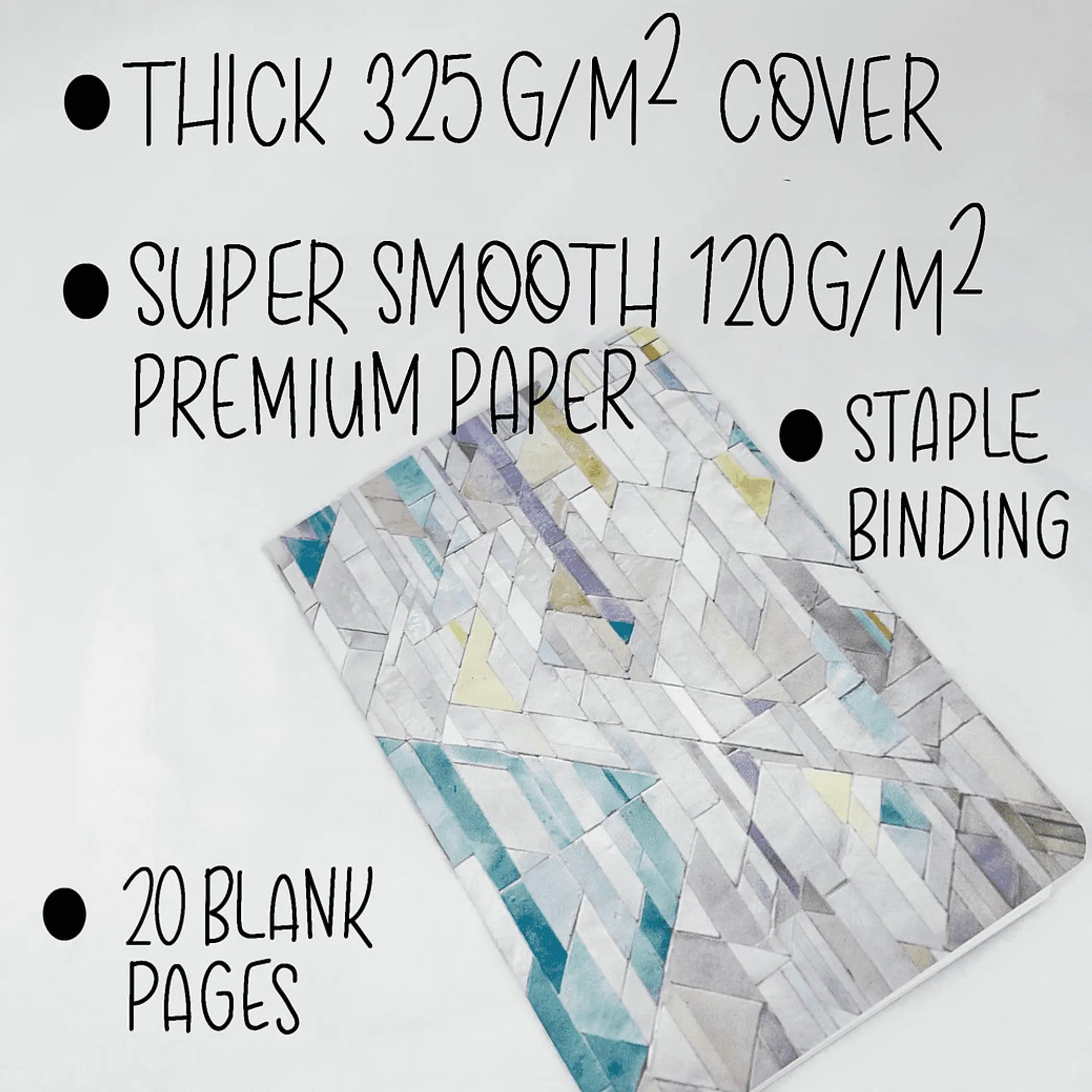 Geometric Tiles - Style 1 - Premium Paper A5-ish size Notebook Art by Erica H
