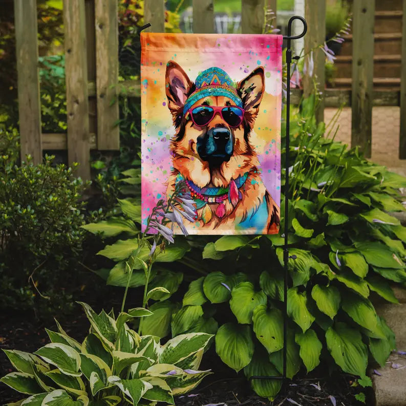 German Shepherd Hippie Dawg Garden Flag Caroline's Treasures