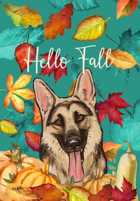 German Shepherd - Hippie Hound Studios Fall Garden Flag Best of Breed