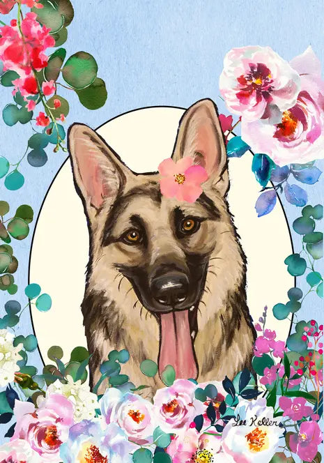 German Shepherd - Hippie Hound Studios Spring  House and Garden Flags Best of Breed