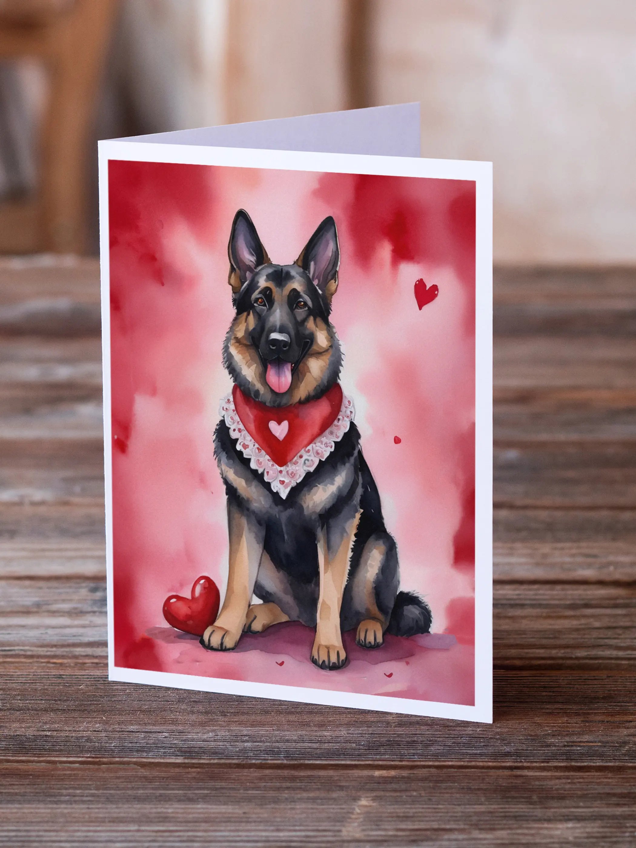 German Shepherd My Valentine Greeting Cards Pack of 8 Caroline's Treasures