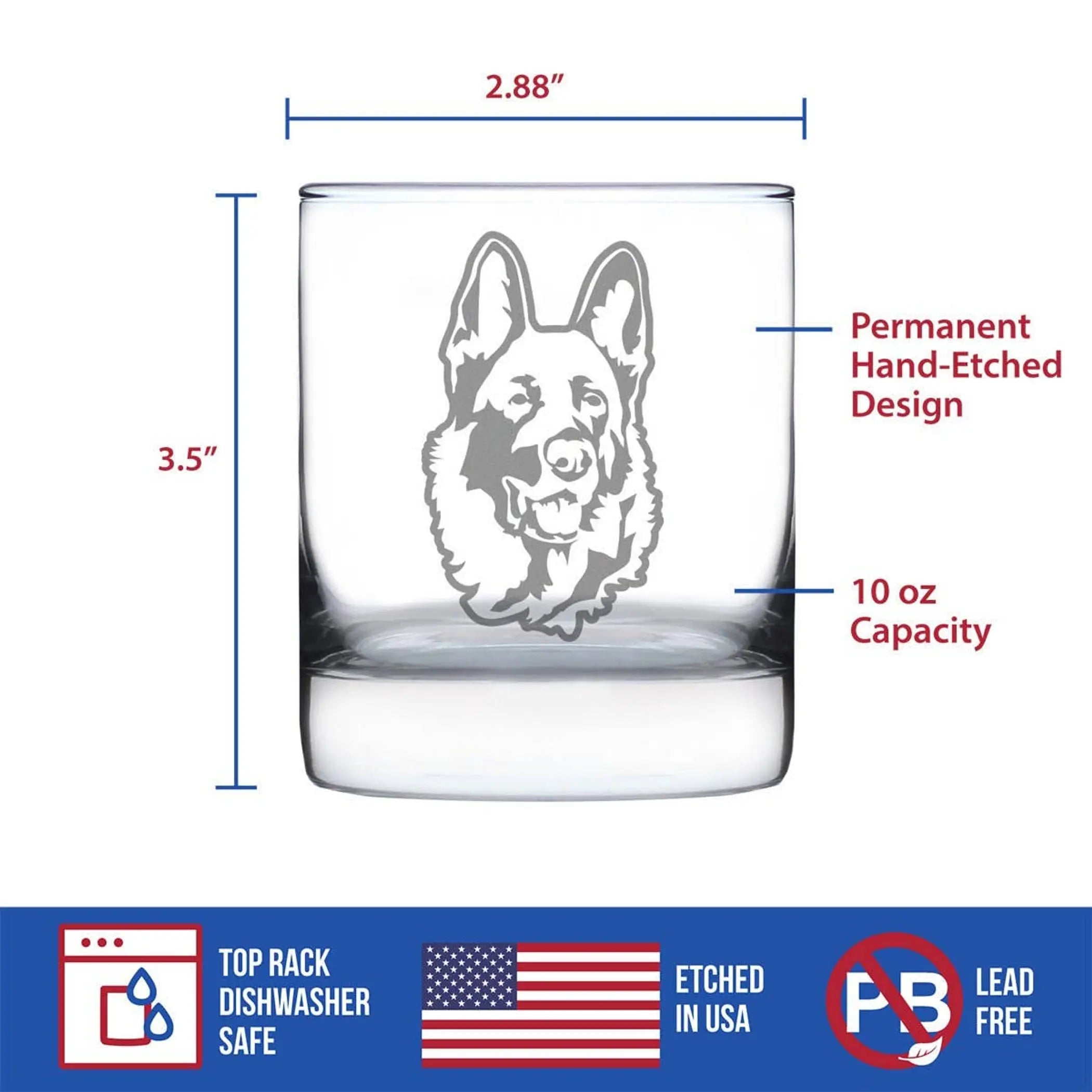 German Shepherd Whiskey Rocks Glass - Dog Gifts Bevvee