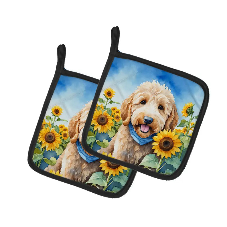 German Shepherd in Sunflowers Pair of Pot Holders Caroline's Treasures