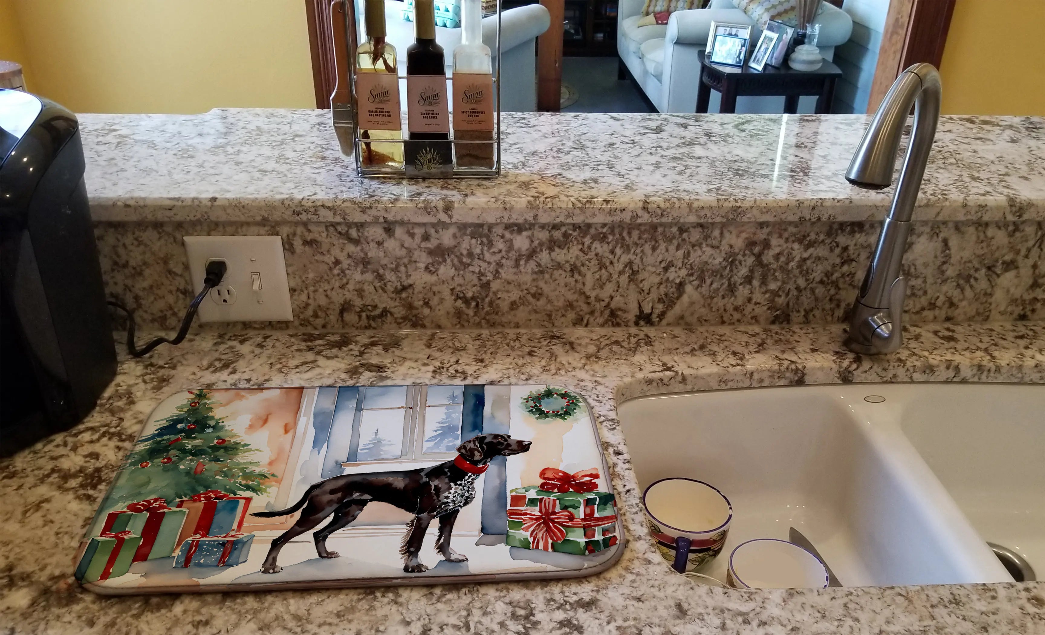 German Shorthaired Pointer Cozy Christmas Dish Drying Mat Caroline's Treasures