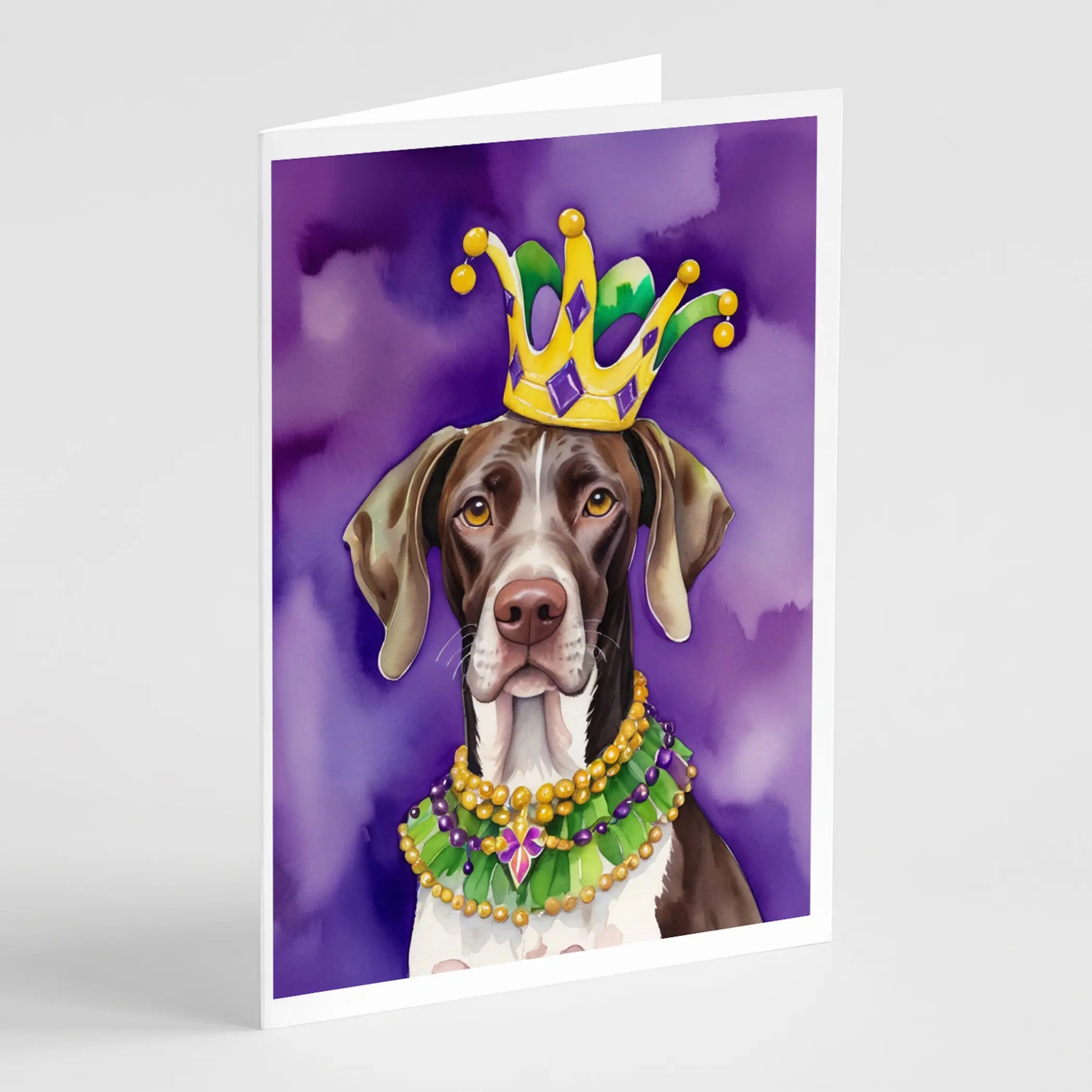 German Shorthaired Pointer King of Mardi Gras Greeting Cards Pack of 8 Caroline's Treasures