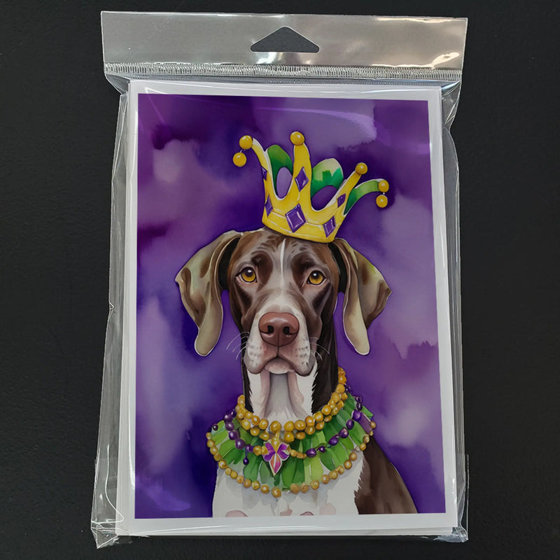 German Shorthaired Pointer King of Mardi Gras Greeting Cards Pack of 8 Caroline's Treasures