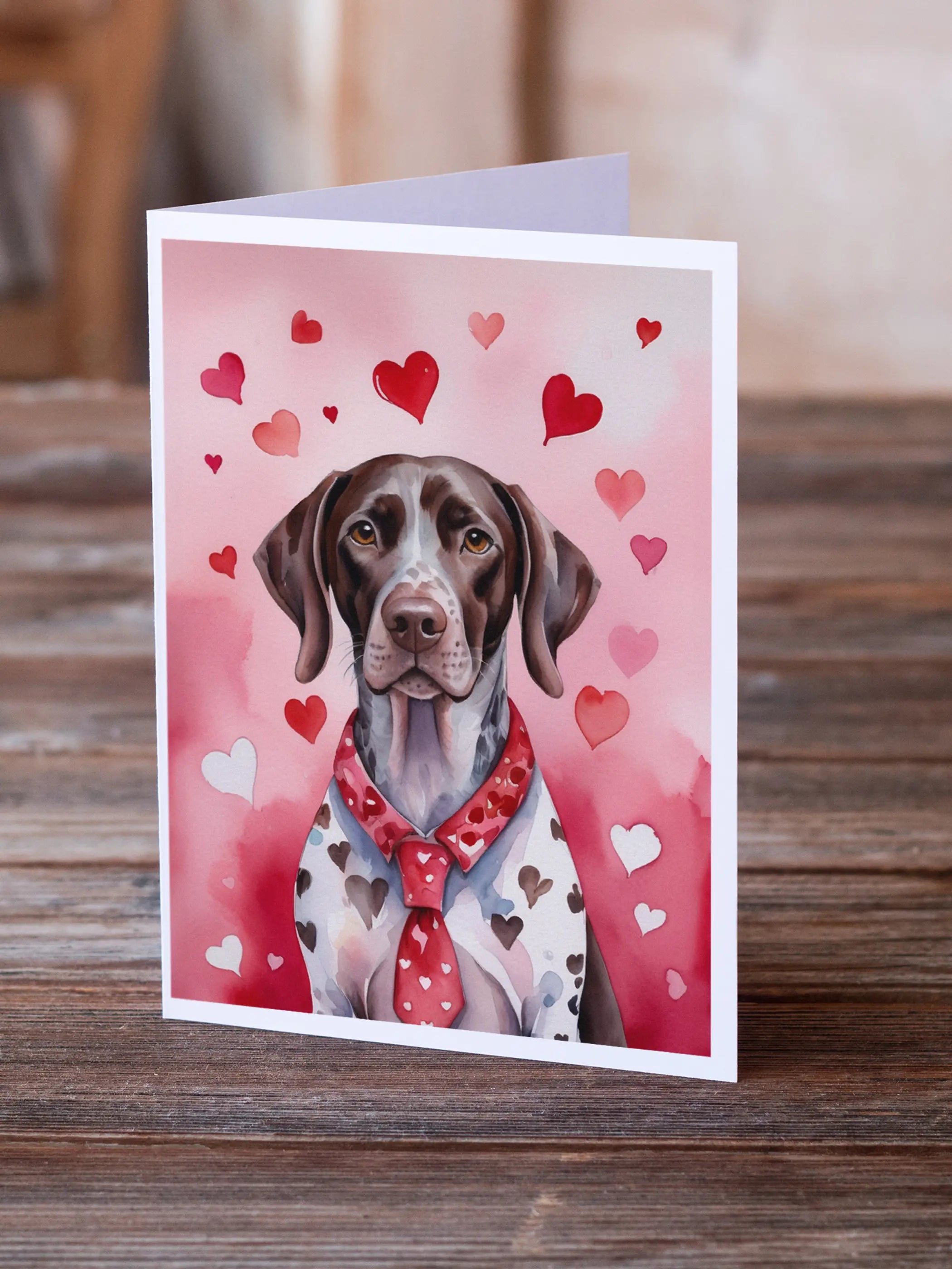 German Shorthaired Pointer My Valentine Greeting Cards Pack of 8 Caroline's Treasures