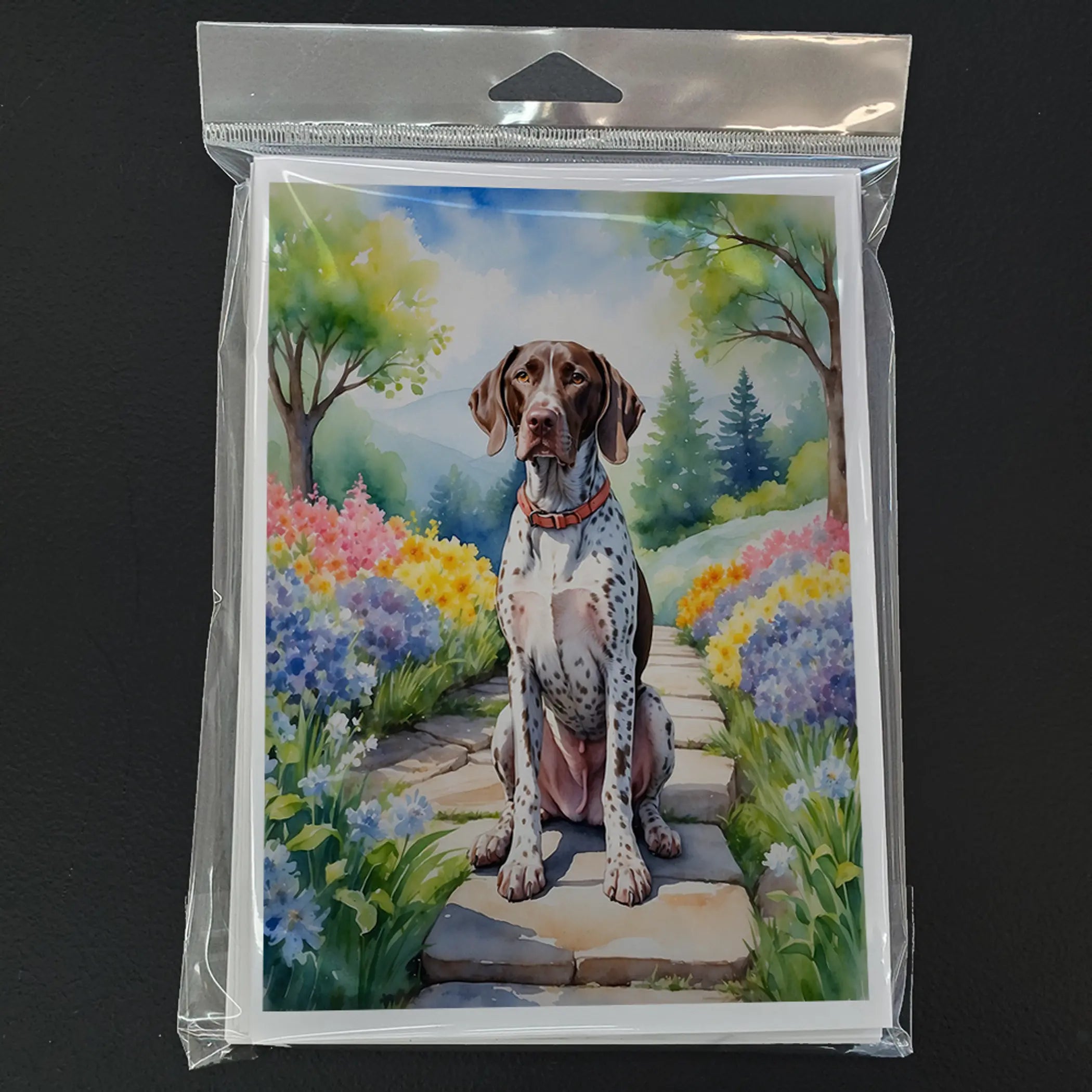 German Shorthaired Pointer Spring Path Greeting Cards Pack of 8 Caroline's Treasures