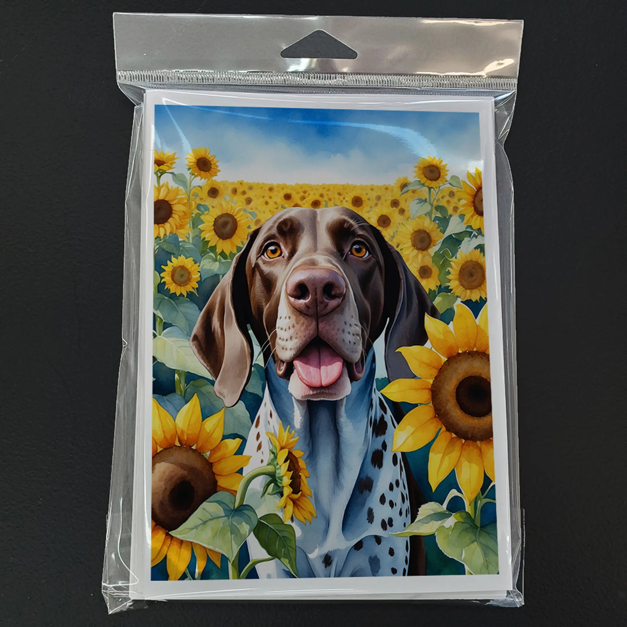 German Shorthaired Pointer in Sunflowers Greeting Cards Pack of 8 Caroline's Treasures