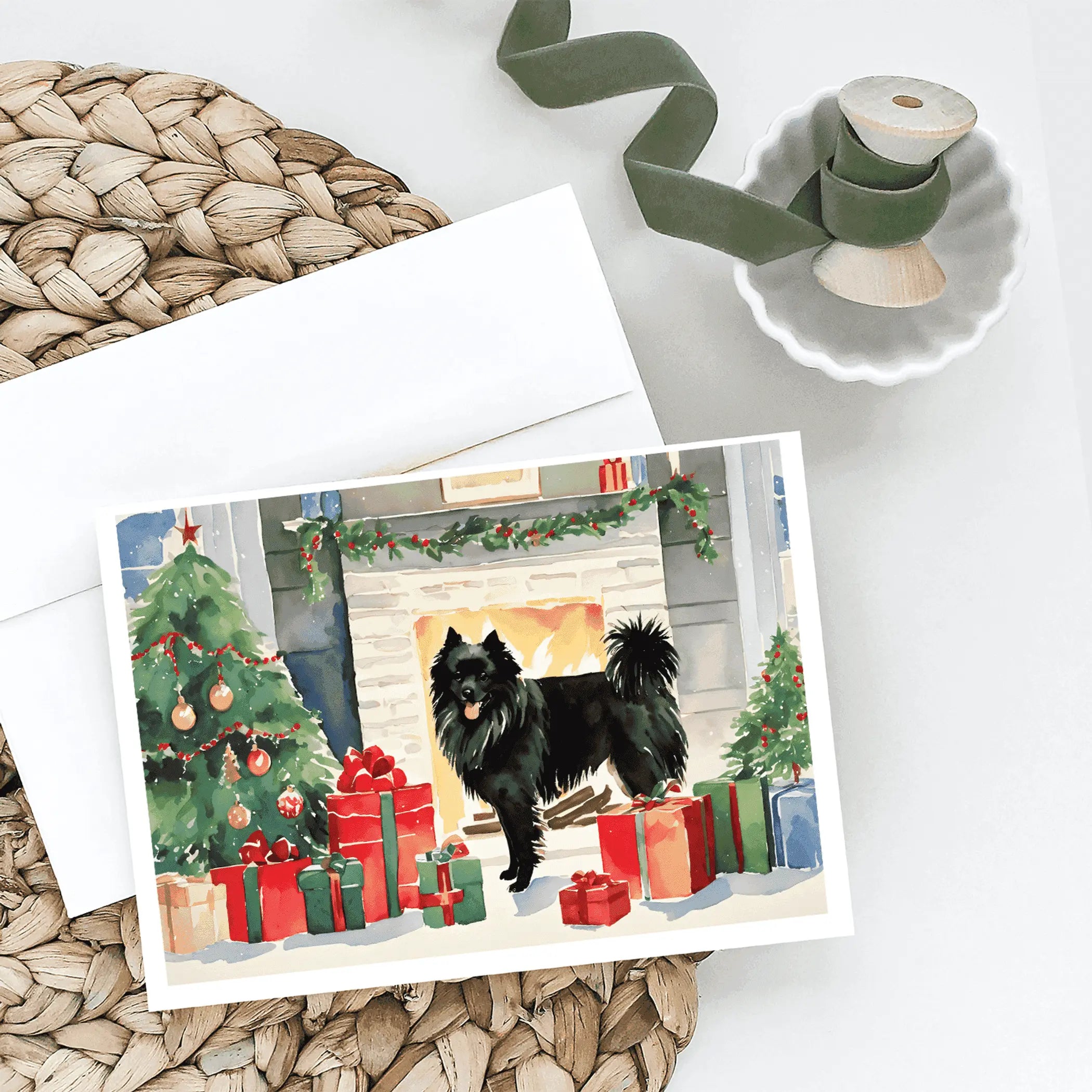 German Spitz Cozy Christmas Greeting Cards Pack of 8 Caroline's Treasures