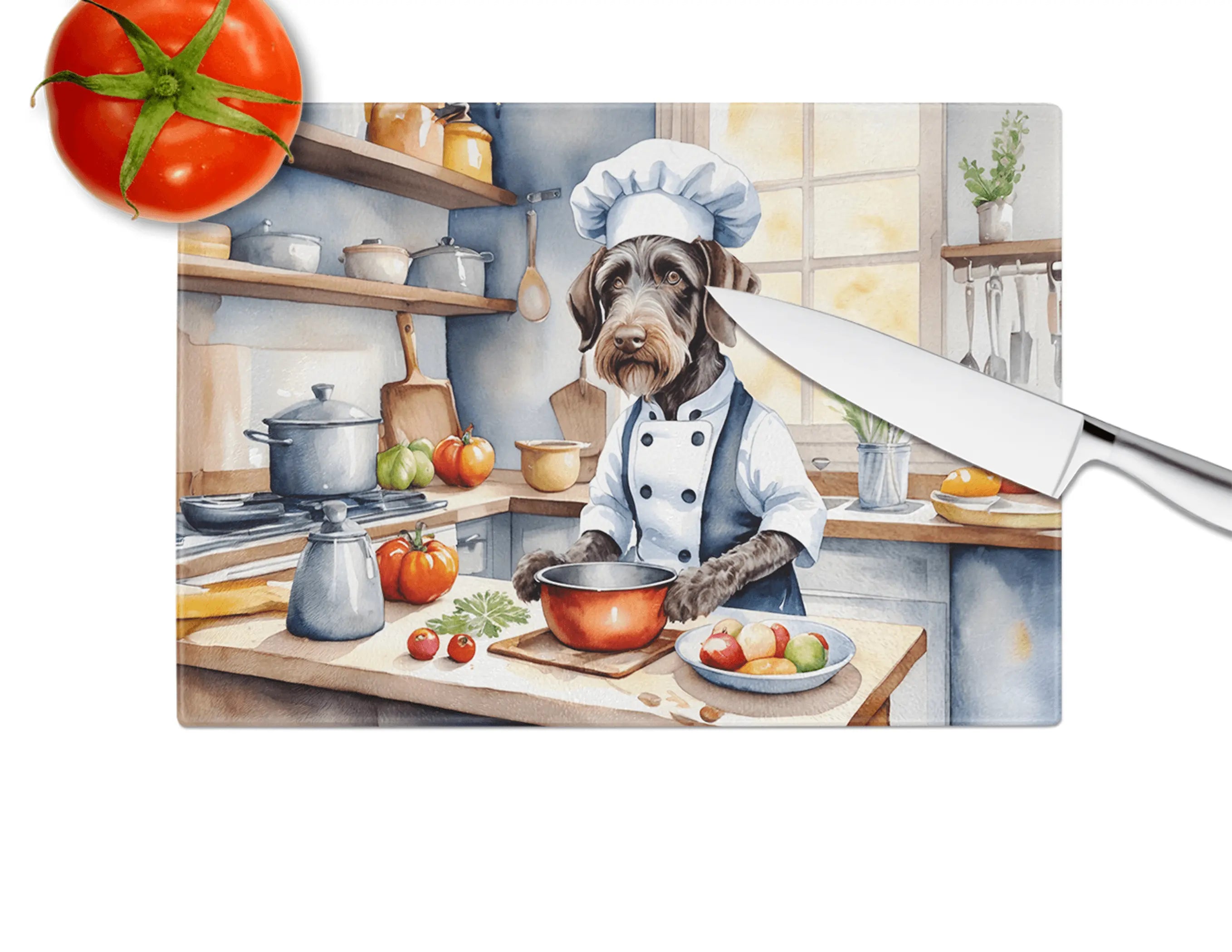 German Wirehaired Pointer The Chef Glass Cutting Board Caroline's Treasures