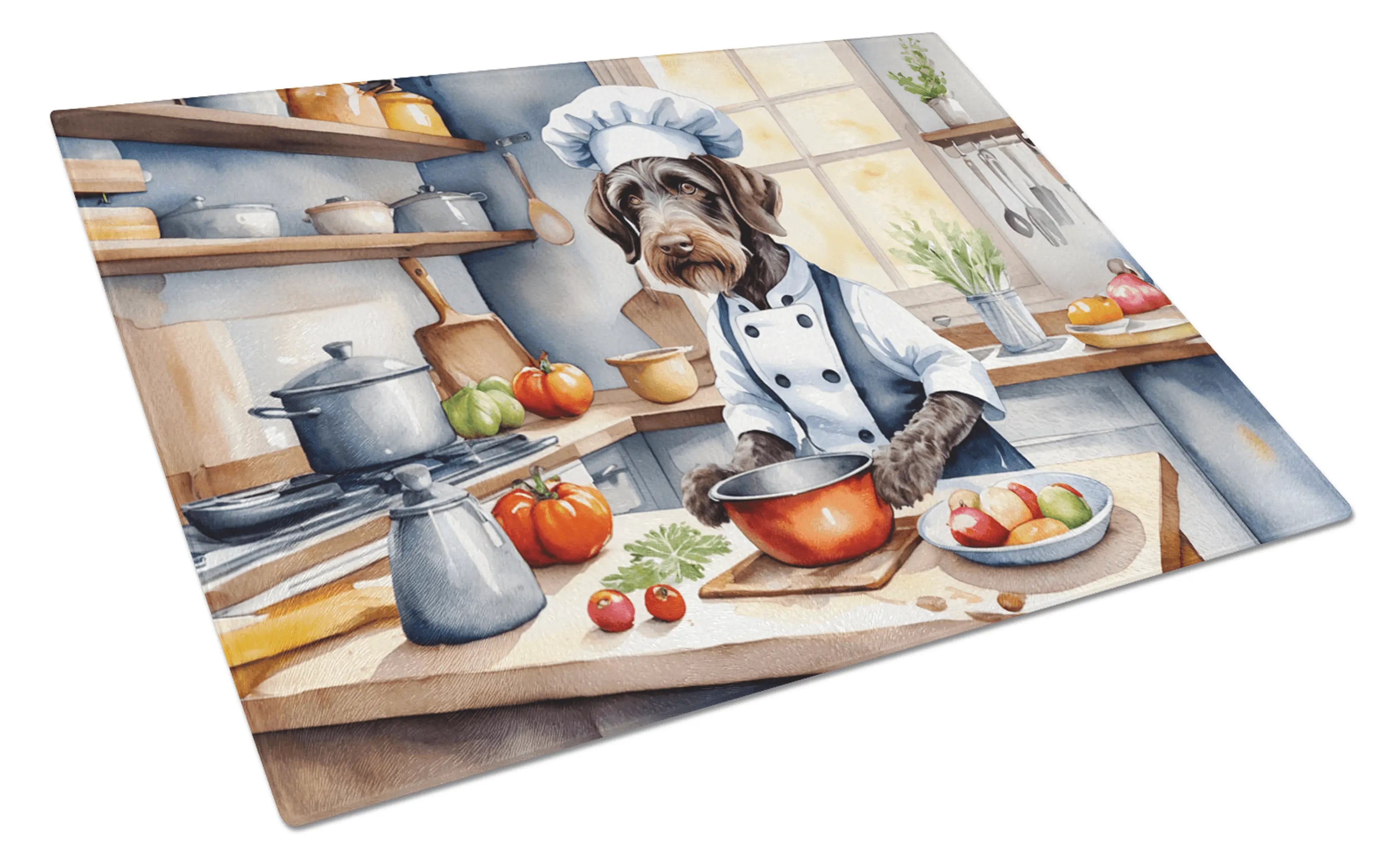 German Wirehaired Pointer The Chef Glass Cutting Board Caroline's Treasures