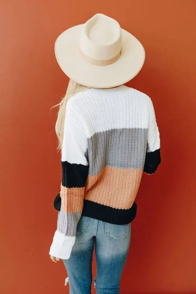 Get It GIrl Colorblock Sweater Stay Warm in Style