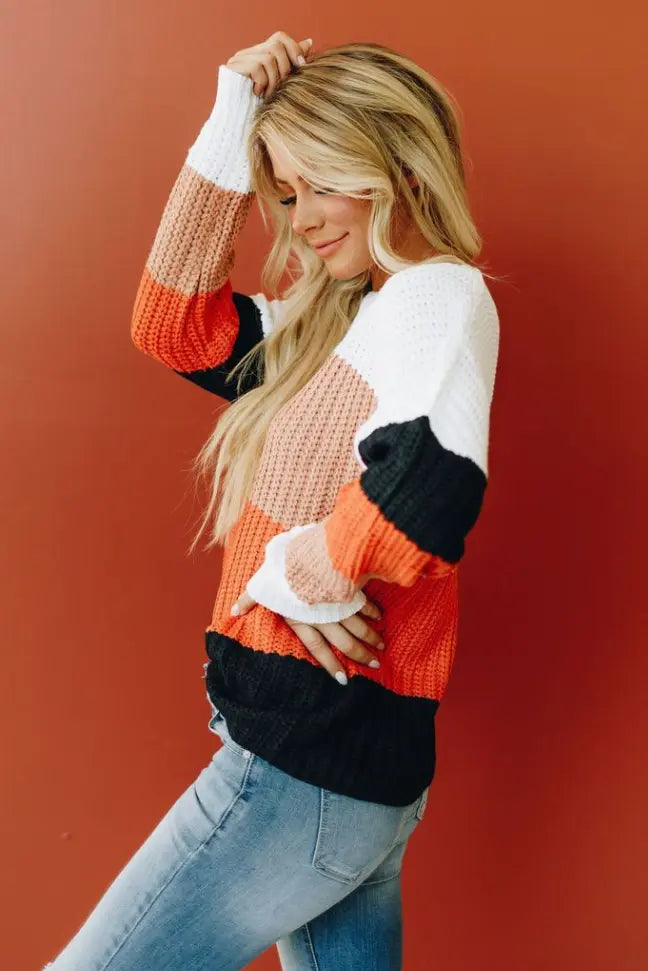 Get It GIrl Colorblock Sweater Stay Warm in Style
