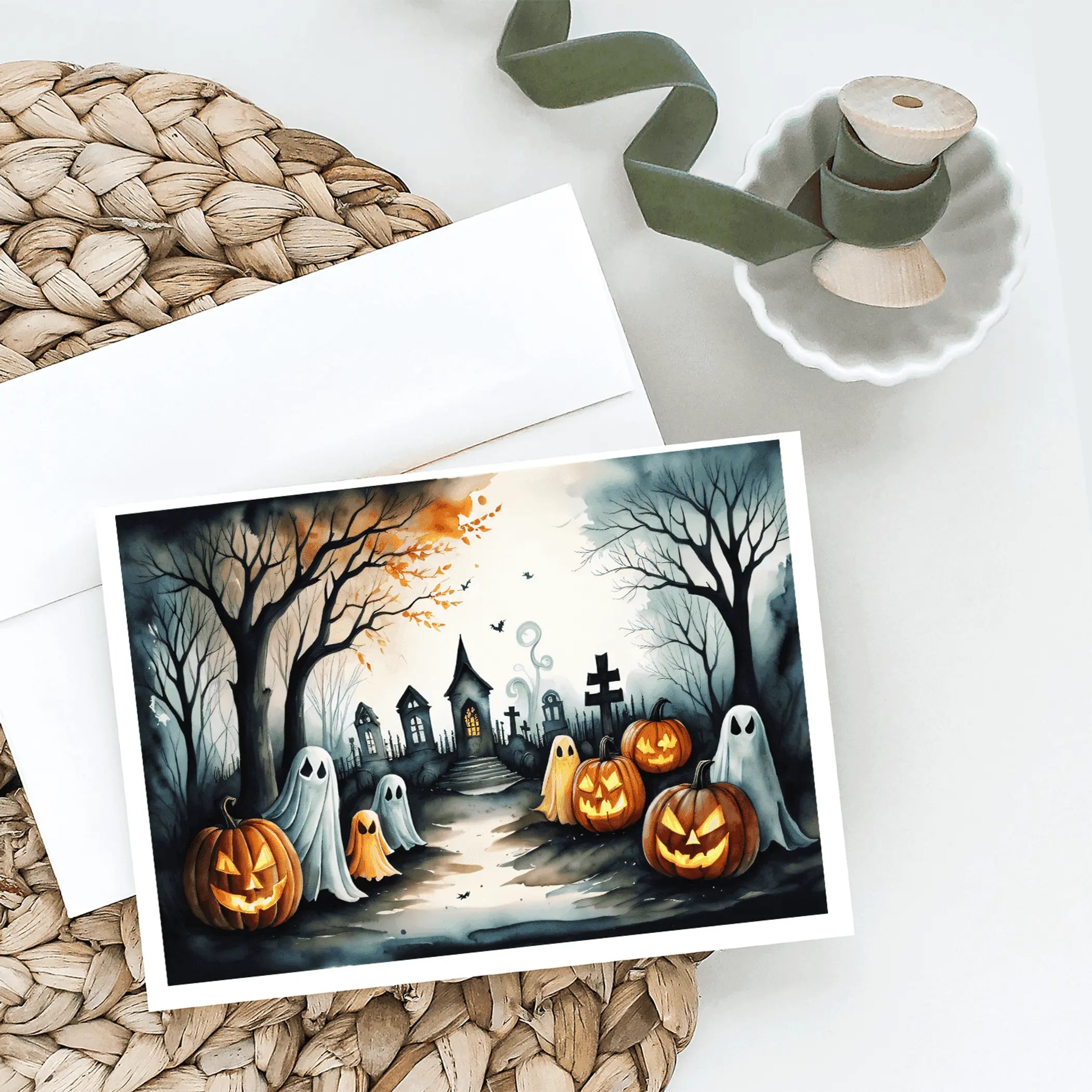 Ghosts Spooky Halloween Greeting Cards Pack of 8 Caroline's Treasures