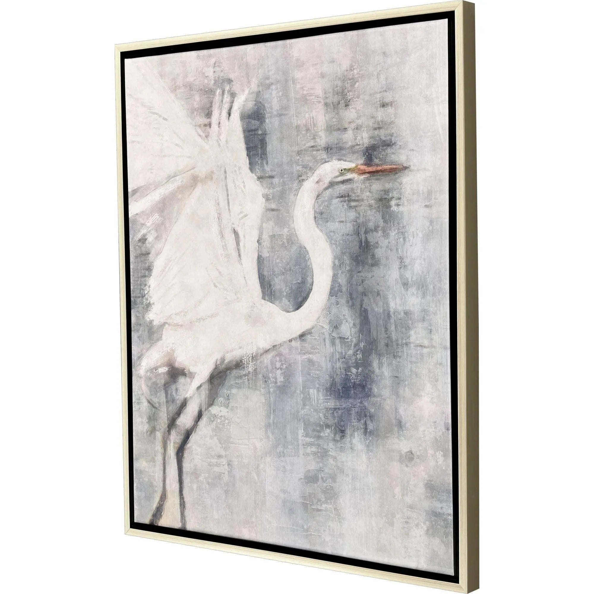 Glacier Heron I Silver Floater Frame Wall Art Homeroots Home Decor