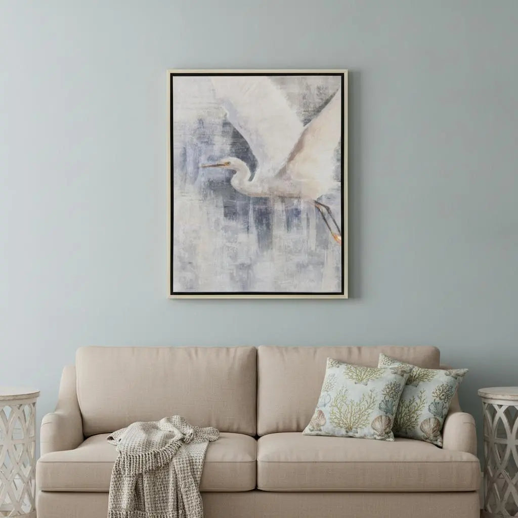 Glacier Heron II Silver Floater Frame Wall Art Homeroots Home Decor