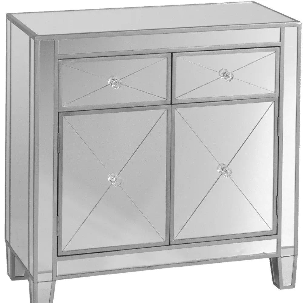 Glamorous Mirrored Bling Two Door Storage Accent Cabinet Homeroots Kitchen & Dining