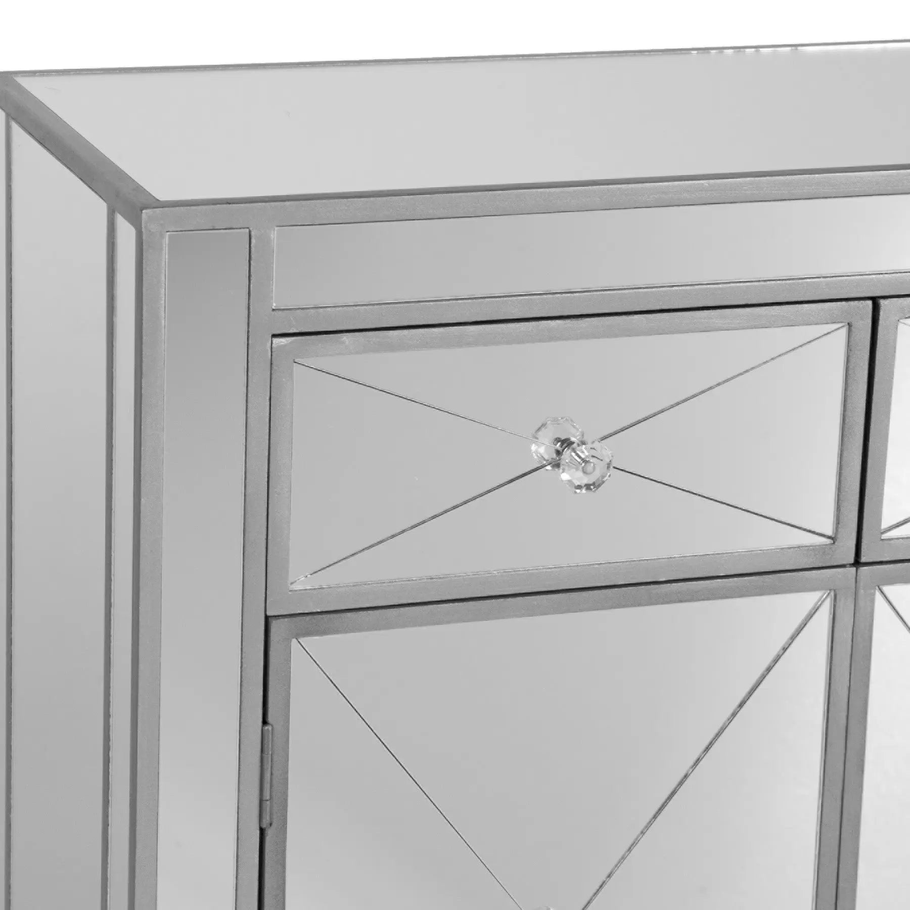 Glamorous Mirrored Bling Two Door Storage Accent Cabinet Homeroots Kitchen & Dining