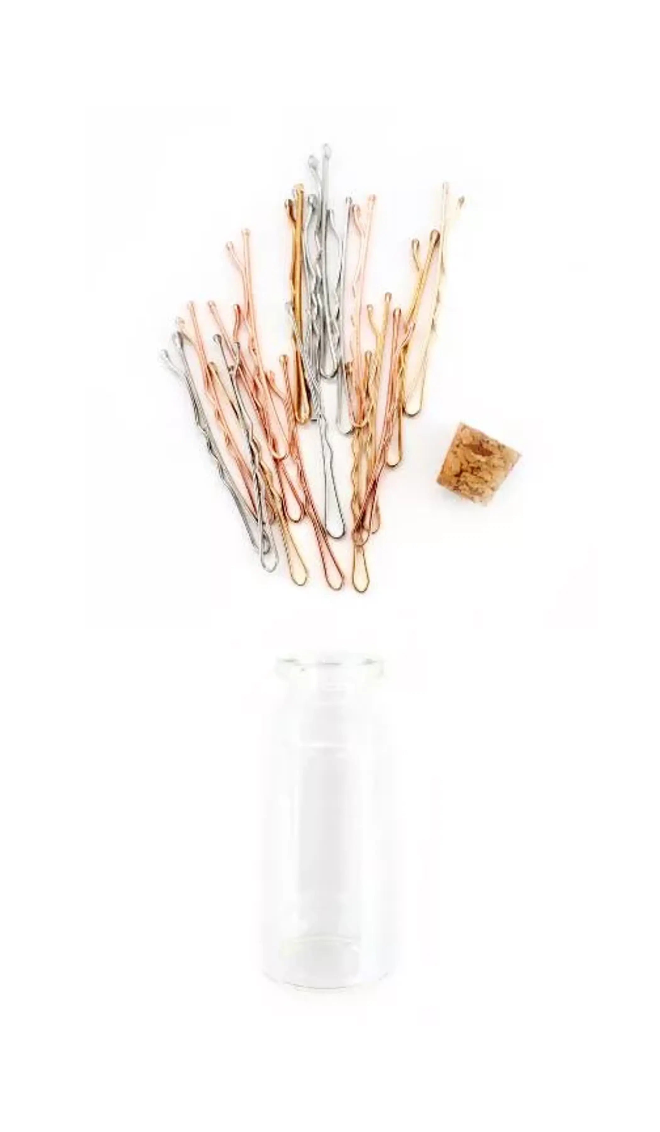 Glass Bottle of 18 Mini Sleek Bobbies Knotty