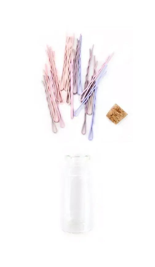 Glass Bottle of 18 Mini Sleek Bobbies Knotty